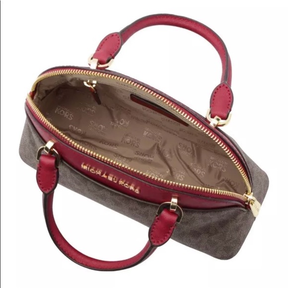 NWT MICHAEL KORS EMMY SMALL DOME SATCHEL CHERRY - Picture 2 of 6